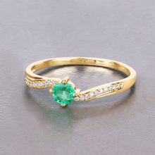 Load image into Gallery viewer, 0.33 Carat Genuine Zambian Emerald and White Diamond 14K Yellow Gold Ring
