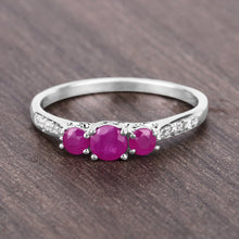 Load image into Gallery viewer, 0.61 Carat Genuine Ruby and White Diamond 14K White Gold Ring
