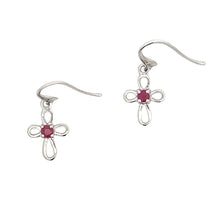 Load image into Gallery viewer, .32ct Ruby Cross Earrings 10KT White Gold
