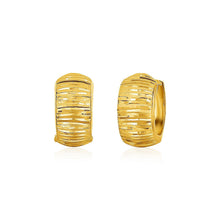 Load image into Gallery viewer, 14k Yellow Gold Diamond Cut Hoop Design Earrings

