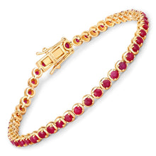 Load image into Gallery viewer, 3.13 Carat Genuine Mozambique Ruby 14K Yellow Gold Bracelet
