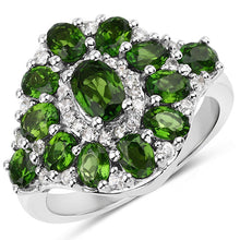 Load image into Gallery viewer, 2.77 Carat Genuine Chrome Diopside and White Zircon .925 Sterling Silver Ring
