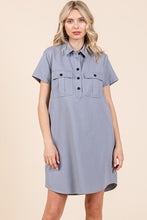 Load image into Gallery viewer, Button Detail Collared Neck Short Sleeve Shirt Dress For Women – Classic, Elegant, Chic, Trendy, Versatile Shirt Dress
