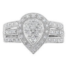 Load image into Gallery viewer, 10K White Gold Round Cut Diamond Teardrop Ring (1/2 Cttw, H-I Color, SI2-I1 Clarity) - Size 6-1/2
