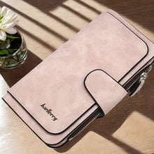 Load image into Gallery viewer, Vintage Faux Leather Long Wallet – Trifold Credit Card Holder with Snap &amp; Zipper
