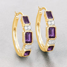 Load image into Gallery viewer, 2.18 Carat Genuine Amethyst and White Topaz .925 Sterling Silver Earrings
