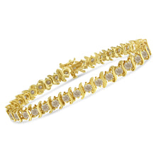 Load image into Gallery viewer, 10K Yellow Gold Plated .925 Sterling Silver 7.0 cttw 2-Prong Set Round Brilliant Cut Diamond "S" Link Bracelet (J-K color, I1-I2 clarity) - 7"
