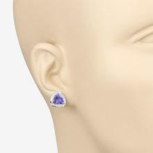 Load image into Gallery viewer, 3.70 Carat Genuine Tanzanite and White Diamond 14K White Gold Earrings
