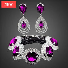 Load image into Gallery viewer, Modern NEW Trend Luxury  Woman Elegant Wedding Bridal Jewelry Sets For Women Rhinestone Austrian Crystal Jewelry Set Bracelet Earrings Set
