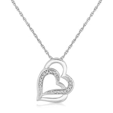 Load image into Gallery viewer, Sterling Silver Dual Heart Motif Pendant with Diamonds (.06 cttw)
