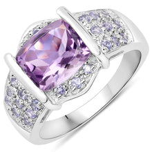 Load image into Gallery viewer, 3.08 Carat Genuine Amethyst and Tanzanite .925 Sterling Silver Ring
