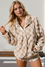 Load image into Gallery viewer, Double Take Checkered Long Sleeve Fuzzy Jacket Cozy &amp; Trendy Outerwear For Women
