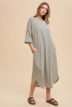Load image into Gallery viewer, Striped Round Neck Midi Dress Soft &amp; Stylish Classic Design Long Dress
