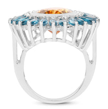 Load image into Gallery viewer, 7.54 Carat Genuine Citrine &amp; London Blue Topaz .925 Sterling Silver Ring
