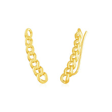 Load image into Gallery viewer, 14k Yellow Gold Ear Climber Earring with Chain Links
