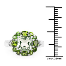 Load image into Gallery viewer, 3.49 Carat Genuine Green Amethyst, Chrome Diopside &amp; White Topaz .925 Sterling Silver Ring
