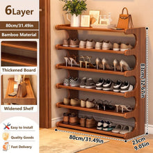 Load image into Gallery viewer, Bamboo Shoe Rack Organizer – 5 or 6 Tier, Space-Saving Storage
