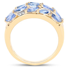 Load image into Gallery viewer, 14K Yellow Gold Plated 1.56 Carat Genuine Tanzanite and White Topaz .925 Sterling Silver Ring

