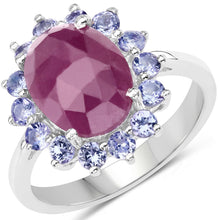 Load image into Gallery viewer, 5.53 Carat Genuine Pink Sapphire &amp; Tanzanite .925 Sterling Silver Ring
