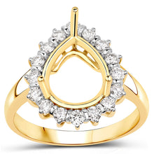 Load image into Gallery viewer, 0.48 Carat Genuine White Diamond 14K Yellow Gold Semi Mount Ring - holds 11x9mm Pear Gemstone
