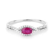Load image into Gallery viewer, 0.40 Carat Genuine Ruby and White Diamond 14K White Gold Ring
