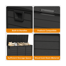 Load image into Gallery viewer, 75-Gallon Outdoor Storage Box with Handles – Black
