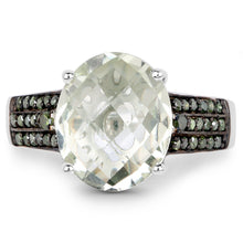 Load image into Gallery viewer, 4.41 Carat Genuine Green Amethyst and Green Diamond .925 Sterling Silver Ring
