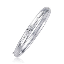 Load image into Gallery viewer, Classic Floral Carved Bangle in 14k White Gold (5.0mm)
