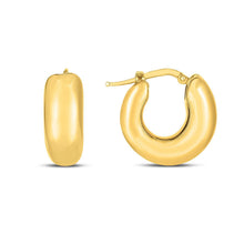Load image into Gallery viewer, 14k Yellow Gold Small Puffy Hoops
