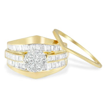 Load image into Gallery viewer, 14K Yellow Gold 2-1/3 Cttw Diamond Cluster Channel Set Chevron Shaped Band Engagement Ring &amp; Wedding Band Set (H-I Color, SI1-SI2 Clarity)- Size 5
