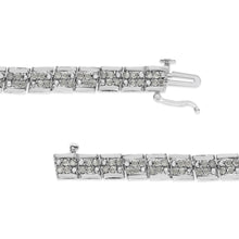Load image into Gallery viewer, .925 Sterling Silver 2.0 Cttw Diamond 7" Round Miracle Plate Link Bracelet (I-J Color, I2-I3 Clarity)
