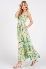 Load image into Gallery viewer, New Summer  Floral Smocked Back Ruffled Hem Maxi Cami Dress – Bohemian Elegance, Feminine, Flowy, Comfortable, Effortlessly Chic
