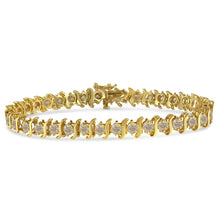 Load image into Gallery viewer, 10K Yellow Gold Plated .925 Sterling Silver 7.0 cttw 2-Prong Set Round Brilliant Cut Diamond "S" Link Bracelet (J-K color, I1-I2 clarity) - 7"

