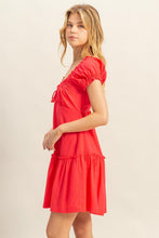 Load image into Gallery viewer, New Summer Ruched Frill Tiered Short Sleeve Mini Dress For Women – Playful, Sexy and Flirty Ruffled Mini Dress with Textured Ruched Detail
