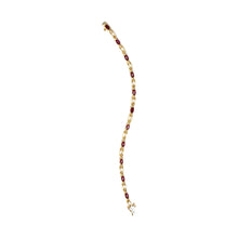 Load image into Gallery viewer, 10K Yellow Gold Oval Ruby and 1/10 Cttw Diamond Bar Prong Set Bracelet (H-I Color, SI1-SI2 Clarity)  - Size 7"
