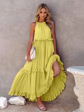 Load image into Gallery viewer, Romantic Ruffled Sleeveless Tiered Maxi Dress with Pockets Elegant &amp; Chic Statement Beautiful Design Dress
