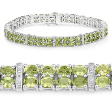 Load image into Gallery viewer, 12.97 Carat Genuine Peridot and White Topaz .925 Sterling Silver Bracelet
