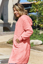 Load image into Gallery viewer, Red Double Take Full Size Hooded Teddy Bear Jacket with Thumbholes Ultra-Cozy &amp; Stylish Comfortable Outerwear
