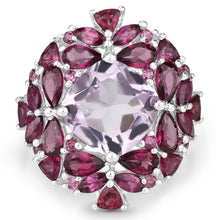 Load image into Gallery viewer, 8.19 Carat Genuine Pink Amethyst and Rhodolite .925 Sterling Silver Ring

