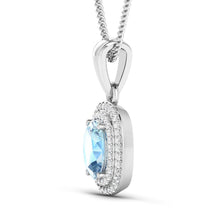 Load image into Gallery viewer, 1.35 Carat Genuine Aquamarine and White Diamond 14K White Gold Pendant
