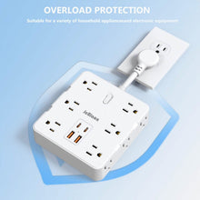 Load image into Gallery viewer, 16-in-1 Power Strip – 12 AC Outlets &amp; 4 USB Ports, White
