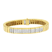 Load image into Gallery viewer, 14K Yellow Gold 3 5/8 cttw Invisible Set Princess-Cut Diamond ID Tennis Bracelet (I-J Color, SI1-SI2 Clarity) - Size 7"
