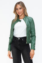 Load image into Gallery viewer, Women Classic Snobbish Faux Leather Zip-Up Drawstring Hooded Jacket Edgy &amp; Casual PU Leather Jacket For Streetwear
