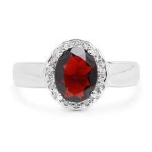 Load image into Gallery viewer, 2.58 Carat Genuine  Garnet and White Topaz .925 Sterling Silver Ring

