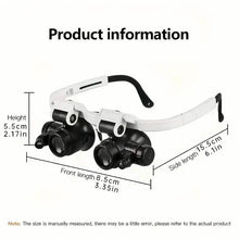 Load image into Gallery viewer, 2-LED Head-Mounted Magnifier Glasses – 8x/15x/23x with Repair Light

