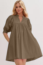 Load image into Gallery viewer, Pink Puff Sleeve Mini Dress Casual and Feminine Dress for Women Simple Classic Summer Dress
