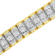 Load image into Gallery viewer, 14K Yellow and White Gold 5.0 Cttw Round &amp; Baguette Cut Diamond 7" Reflective Tennis Bracelet (H-I Color, I1-I2 Clarity)
