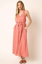 Load image into Gallery viewer, Cross Back Belted V Neck Tank Maxi Dress for Women – Flattering, Chic and Elegant Event Style
