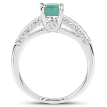 Load image into Gallery viewer, 1.22 Carat Genuine Emerald and White Topaz .925 Sterling Silver Ring
