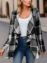 Load image into Gallery viewer, Elegant Plaid Open Front Long Sleeve Jacket Stylish &amp; Cozy Lightweight Breathable Outerwear
